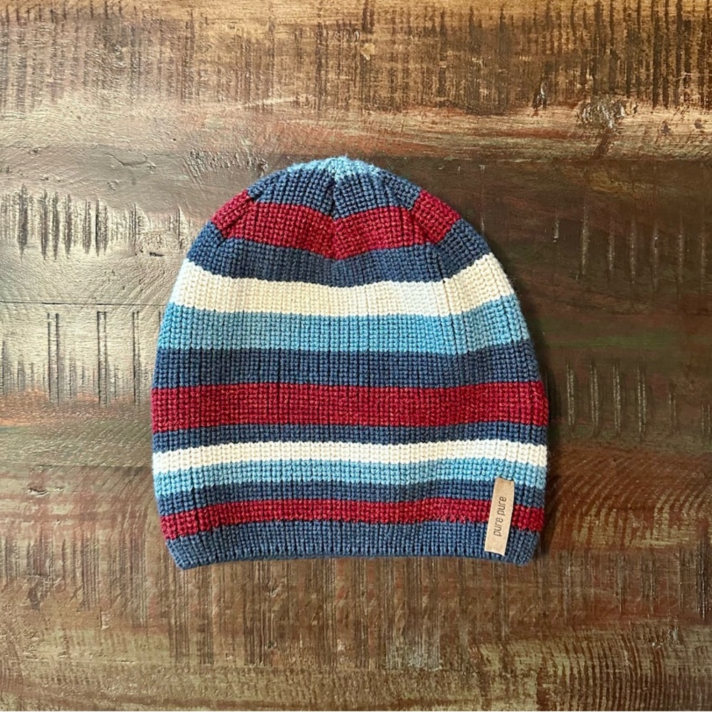 Toddler Organic Wool Cotton Silk Hat with Bold Stripes